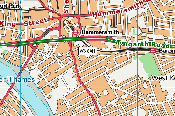 W6 8AH map - OS VectorMap District (Ordnance Survey)