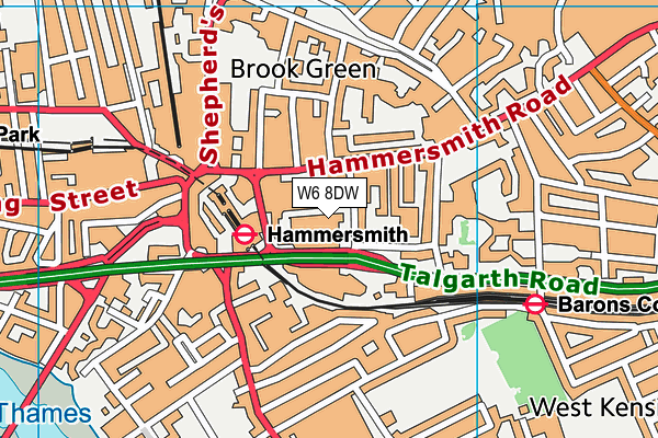 Hammersmith Fitness & Squash Centre map (W6 8DW) - OS VectorMap District (Ordnance Survey)
