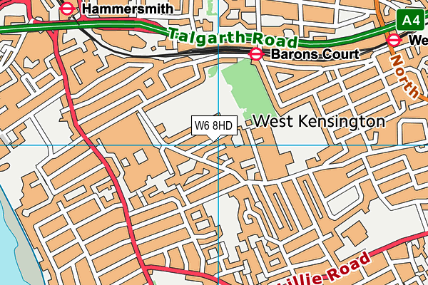 W6 8HD map - OS VectorMap District (Ordnance Survey)