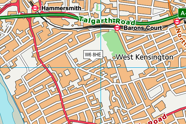 W6 8HE map - OS VectorMap District (Ordnance Survey)