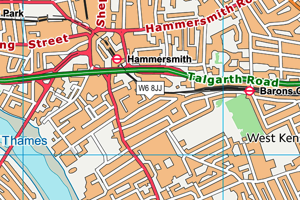 W6 8JJ map - OS VectorMap District (Ordnance Survey)