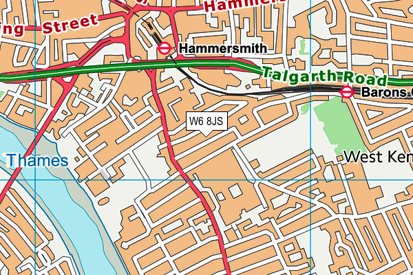 W6 8JS map - OS VectorMap District (Ordnance Survey)