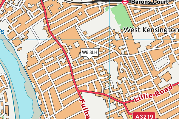 Charing Cross Sports Club map (W6 8LH) - OS VectorMap District (Ordnance Survey)