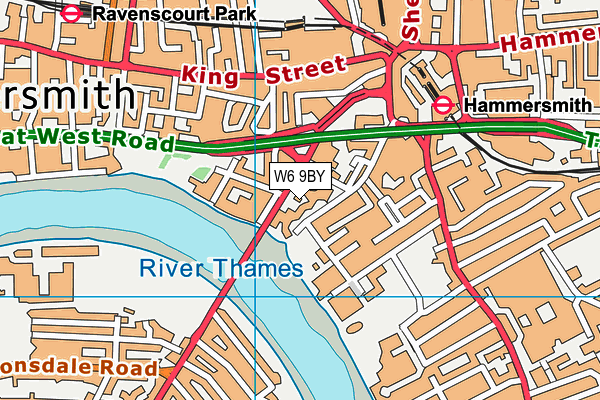 W6 9BY map - OS VectorMap District (Ordnance Survey)