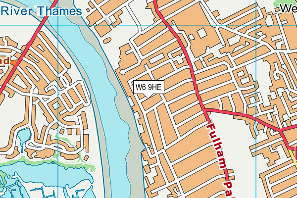 W6 9HE map - OS VectorMap District (Ordnance Survey)