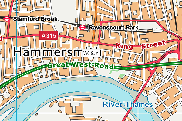 W6 9JY map - OS VectorMap District (Ordnance Survey)