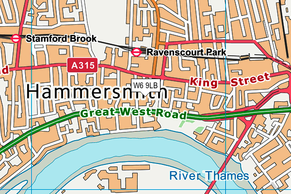 W6 9LB map - OS VectorMap District (Ordnance Survey)