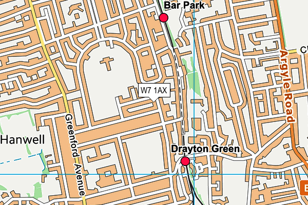 W7 1AX map - OS VectorMap District (Ordnance Survey)