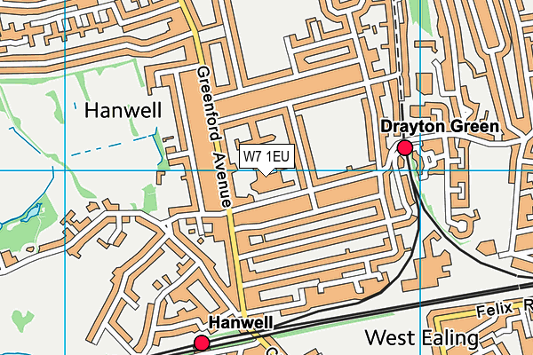 Drayton Manor High School map (W7 1EU) - OS VectorMap District (Ordnance Survey)