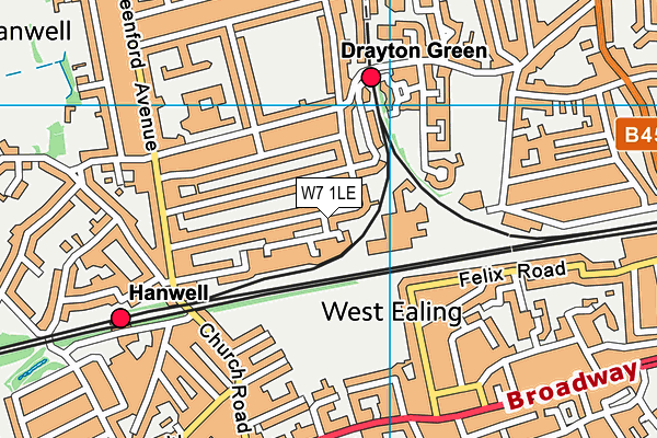 W7 1LE map - OS VectorMap District (Ordnance Survey)