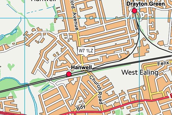 W7 1LZ map - OS VectorMap District (Ordnance Survey)