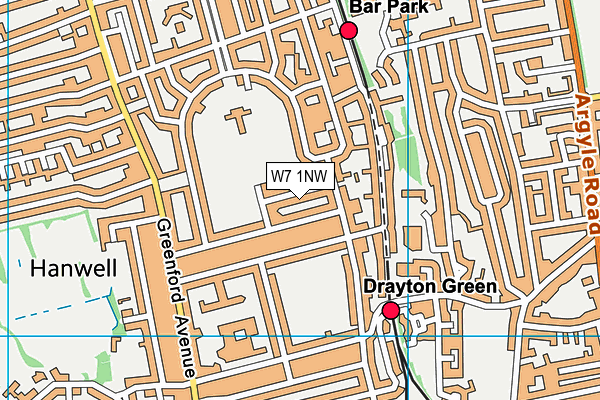 W7 1NW map - OS VectorMap District (Ordnance Survey)