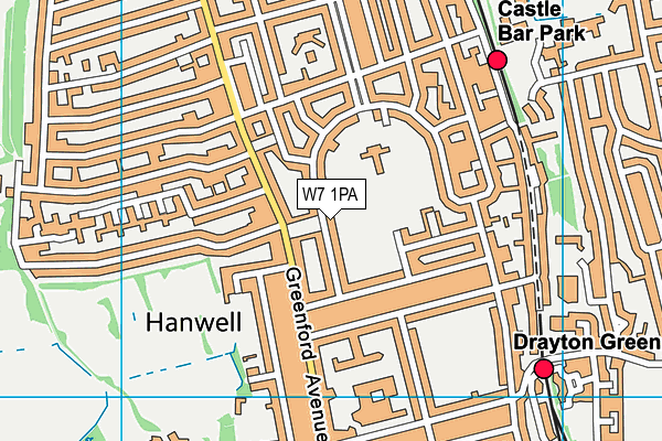 W7 1PA map - OS VectorMap District (Ordnance Survey)