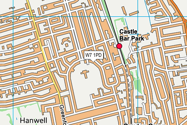 Hanwell Community Centre map (W7 1PD) - OS VectorMap District (Ordnance Survey)
