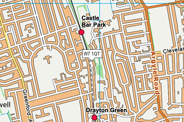 W7 1QT map - OS VectorMap District (Ordnance Survey)