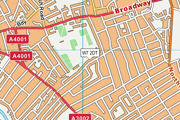 W7 2DT map - OS VectorMap District (Ordnance Survey)