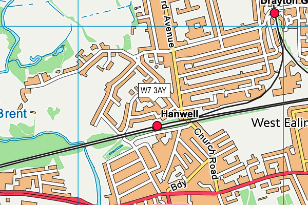 W7 3AY map - OS VectorMap District (Ordnance Survey)