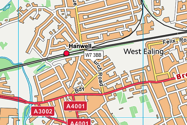 W7 3BB map - OS VectorMap District (Ordnance Survey)