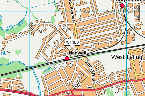 W7 3BD map - OS VectorMap District (Ordnance Survey)