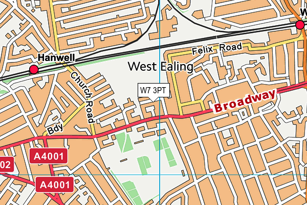 W7 3PT map - OS VectorMap District (Ordnance Survey)