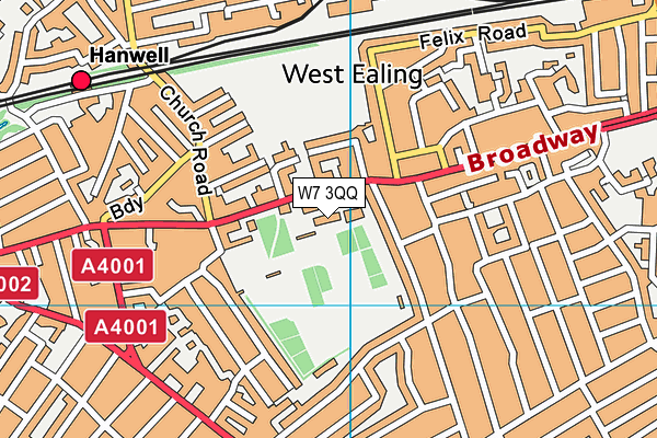 W7 3QQ map - OS VectorMap District (Ordnance Survey)