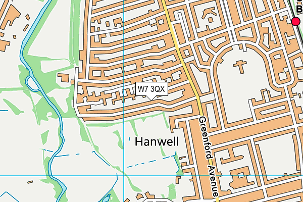 W7 3QX map - OS VectorMap District (Ordnance Survey)