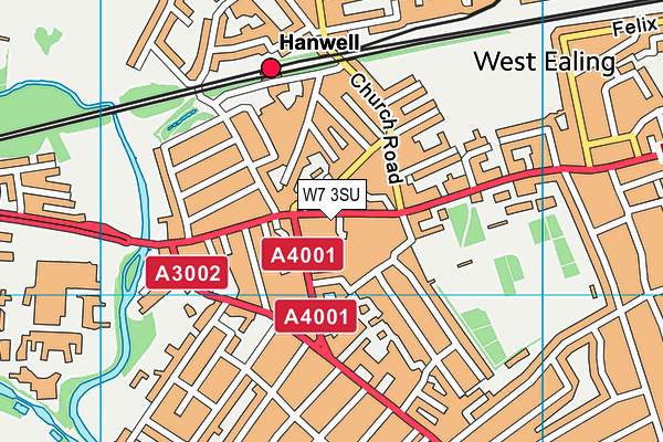 Golds Gym (Hanwell) map (W7 3SU) - OS VectorMap District (Ordnance Survey)