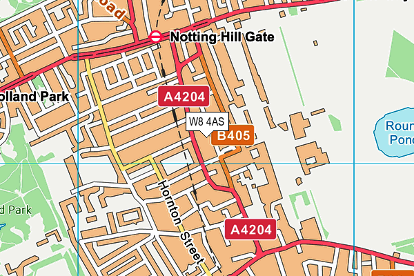 W8 4AS map - OS VectorMap District (Ordnance Survey)