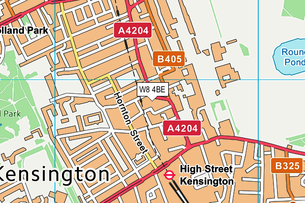 W8 4BE map - OS VectorMap District (Ordnance Survey)