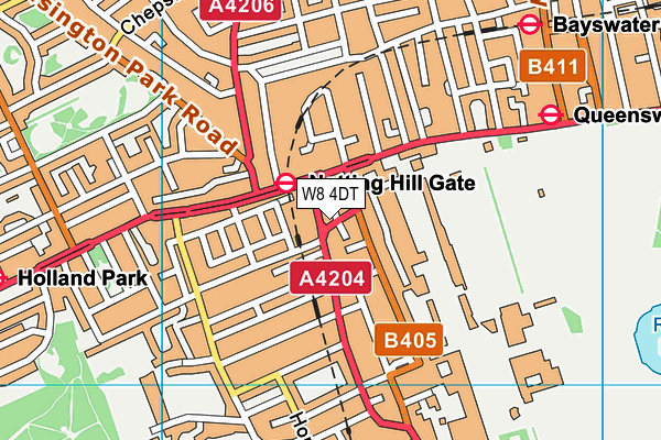 W8 4DT map - OS VectorMap District (Ordnance Survey)