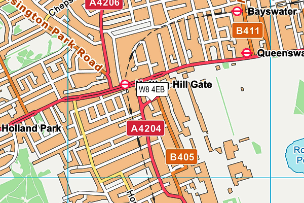 W8 4EB map - OS VectorMap District (Ordnance Survey)