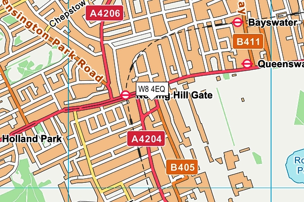 W8 4EQ map - OS VectorMap District (Ordnance Survey)