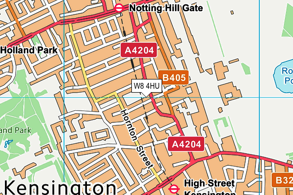 W8 4HU map - OS VectorMap District (Ordnance Survey)