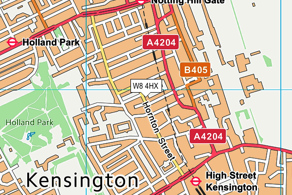 W8 4HX map - OS VectorMap District (Ordnance Survey)