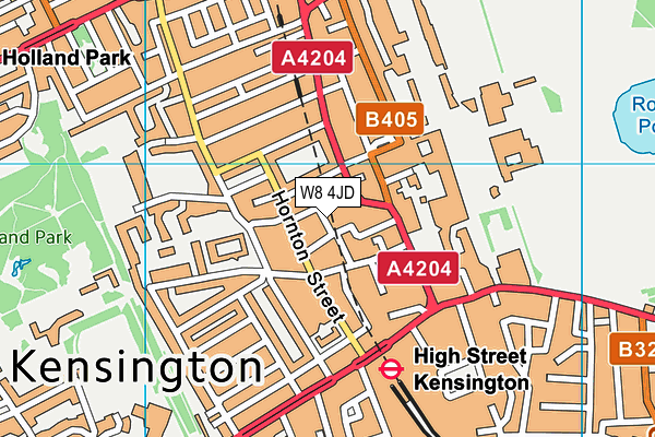 W8 4JD map - OS VectorMap District (Ordnance Survey)