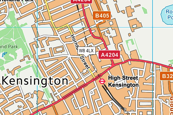 W8 4LX map - OS VectorMap District (Ordnance Survey)