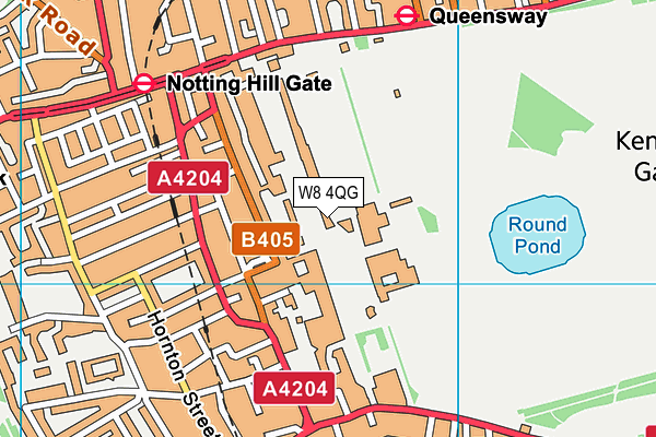 W8 4QG map - OS VectorMap District (Ordnance Survey)