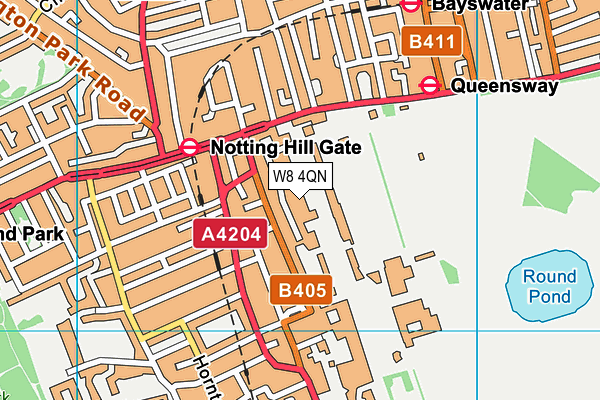 W8 4QN map - OS VectorMap District (Ordnance Survey)