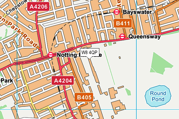 W8 4QP map - OS VectorMap District (Ordnance Survey)