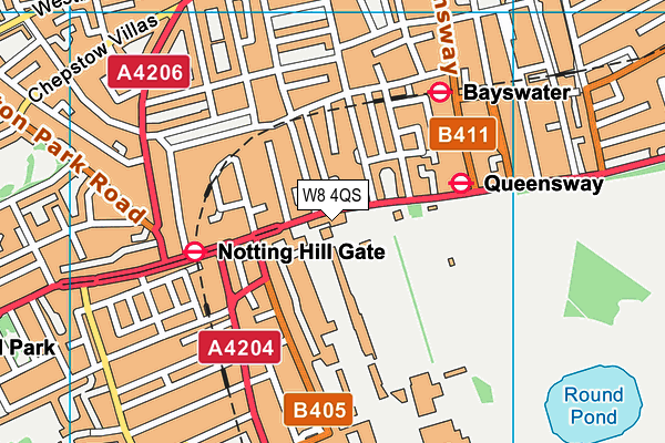 W8 4QS map - OS VectorMap District (Ordnance Survey)