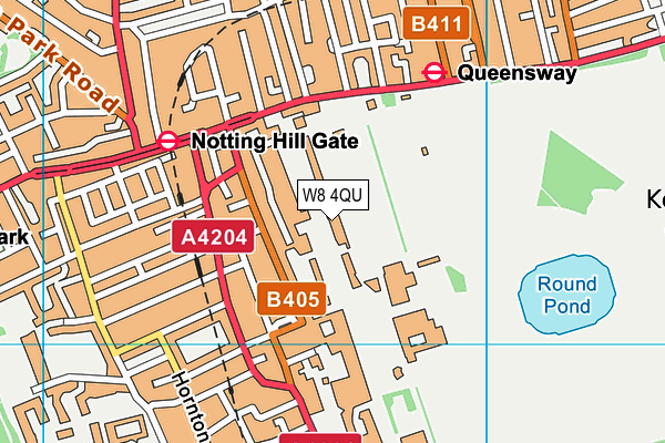 W8 4QU map - OS VectorMap District (Ordnance Survey)