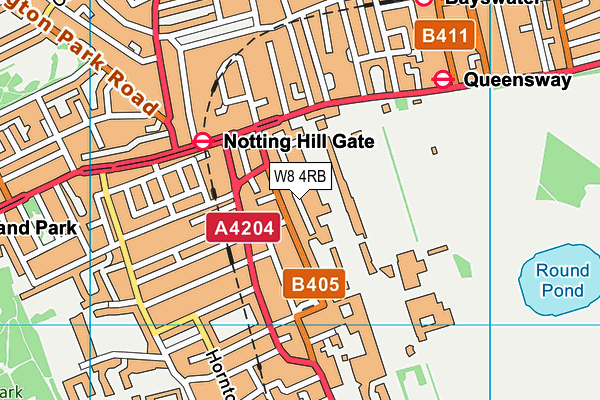 W8 4RB map - OS VectorMap District (Ordnance Survey)