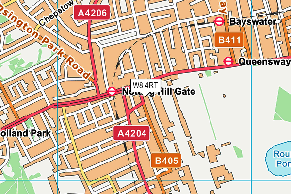 W8 4RT map - OS VectorMap District (Ordnance Survey)