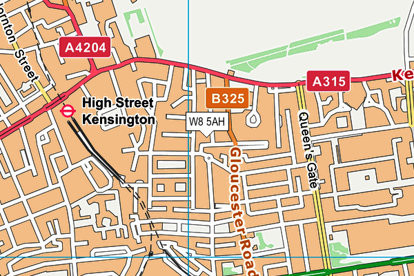 W8 5AH map - OS VectorMap District (Ordnance Survey)