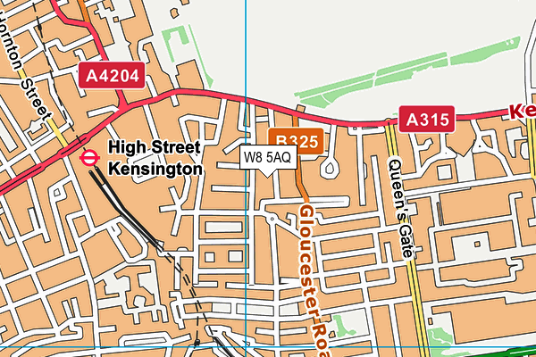 W8 5AQ map - OS VectorMap District (Ordnance Survey)