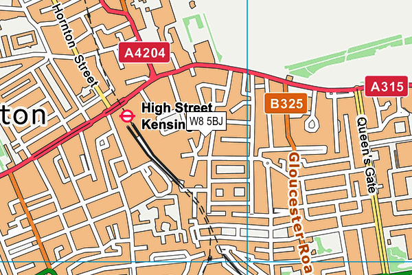 W8 5BJ map - OS VectorMap District (Ordnance Survey)