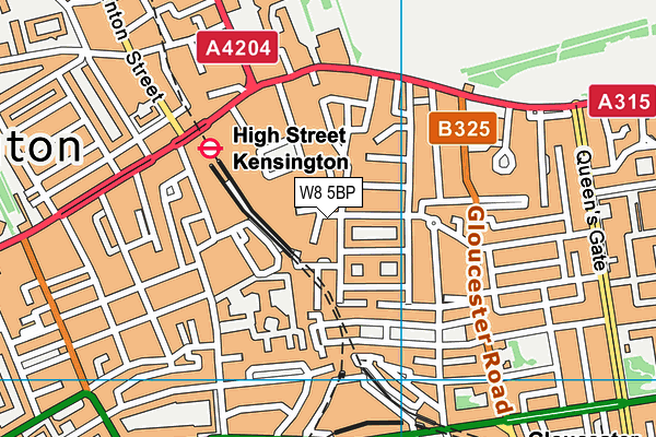 W8 5BP map - OS VectorMap District (Ordnance Survey)