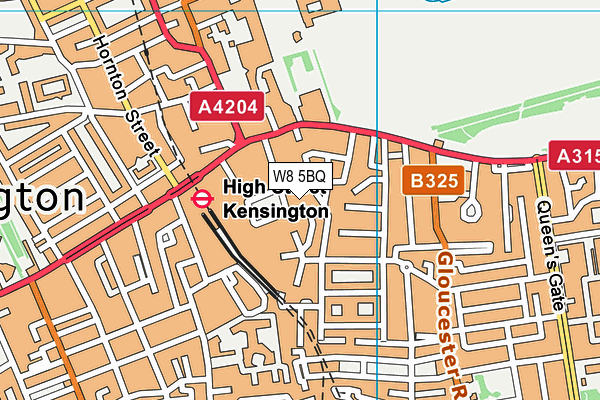 W8 5BQ map - OS VectorMap District (Ordnance Survey)