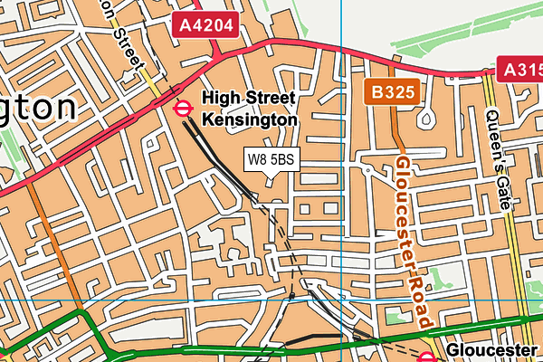 W8 5BS map - OS VectorMap District (Ordnance Survey)