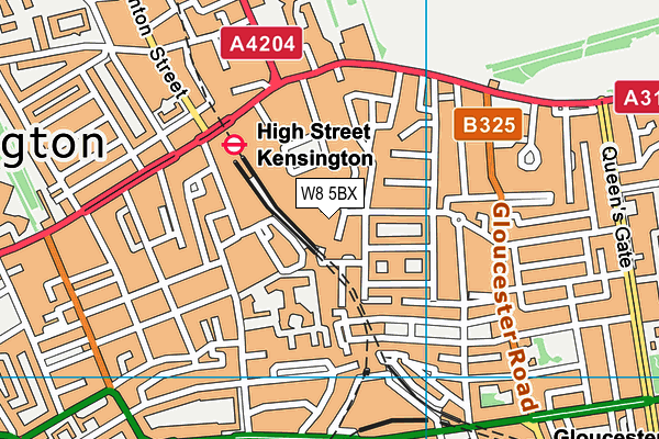 W8 5BX map - OS VectorMap District (Ordnance Survey)